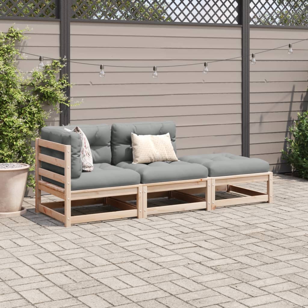 3-delige Loungeset met kussens massief grenenhout Tuinsets | Creëer jouw Trendy Thuis | Gratis bezorgd & Retour | Trendy.nl