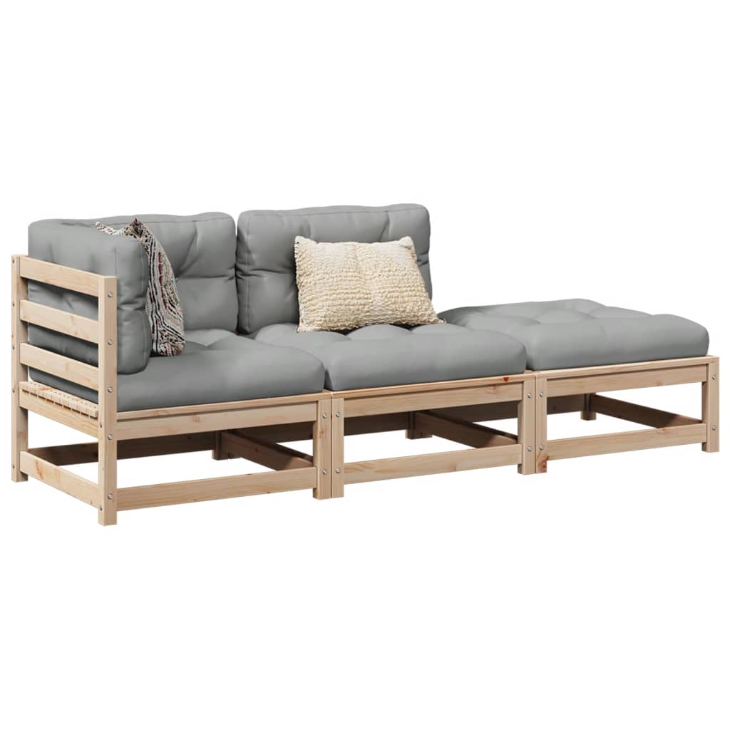 3-delige Loungeset met kussens massief grenenhout Tuinsets | Creëer jouw Trendy Thuis | Gratis bezorgd & Retour | Trendy.nl