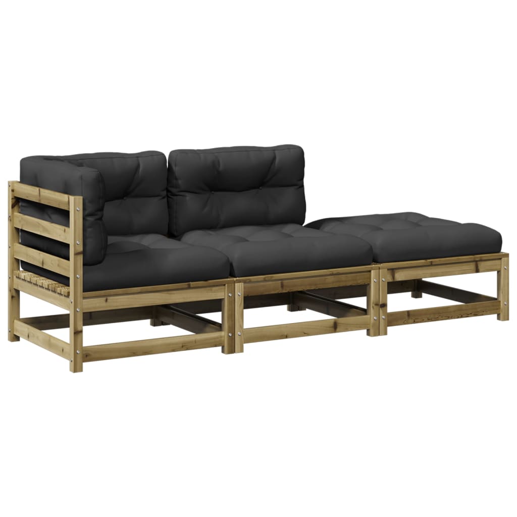 3-delige Loungeset met kussens geïmpregneerd grenenhout Tuinsets | Creëer jouw Trendy Thuis | Gratis bezorgd & Retour | Trendy.nl