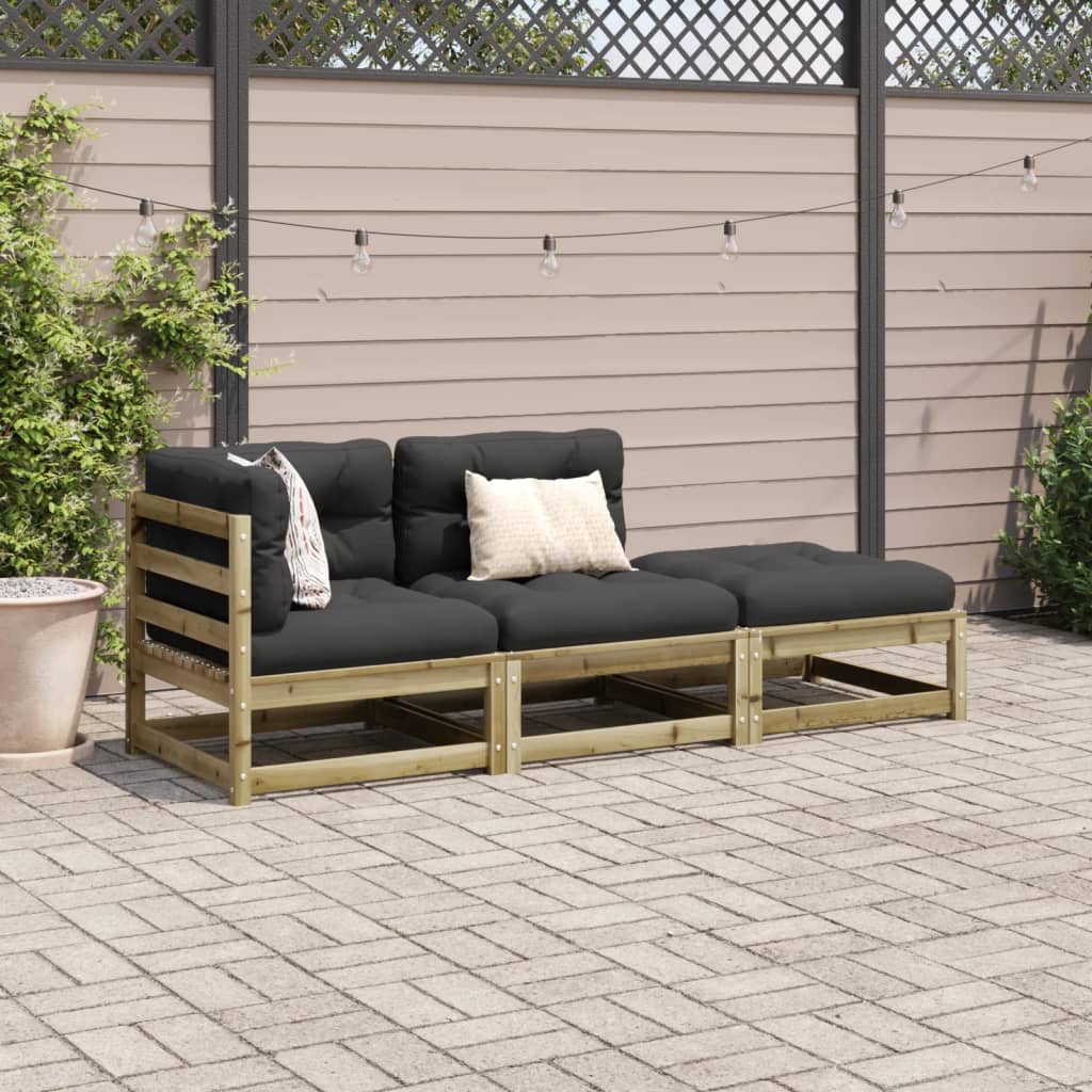 3-delige Loungeset met kussens geïmpregneerd grenenhout Tuinsets | Creëer jouw Trendy Thuis | Gratis bezorgd & Retour | Trendy.nl