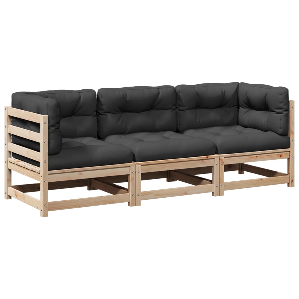 3-delige Loungeset met kussens massief grenenhout Tuinsets | Creëer jouw Trendy Thuis | Gratis bezorgd & Retour | Trendy.nl