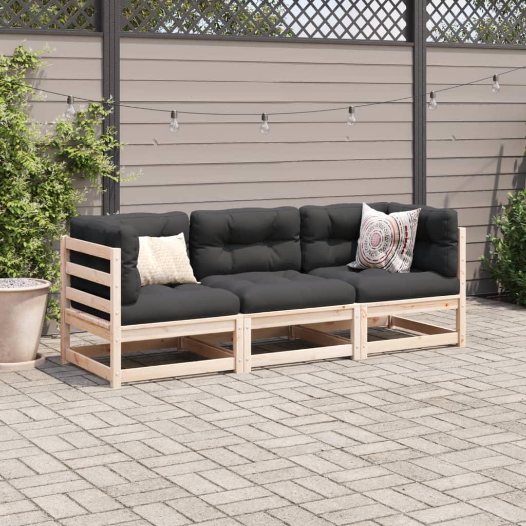 3-delige Loungeset met kussens massief grenenhout Tuinsets | Creëer jouw Trendy Thuis | Gratis bezorgd & Retour | Trendy.nl