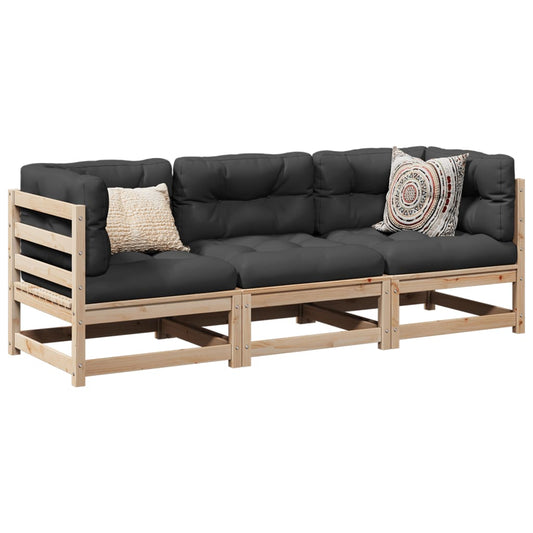 3-delige Loungeset met kussens massief grenenhout Tuinsets | Creëer jouw Trendy Thuis | Gratis bezorgd & Retour | Trendy.nl