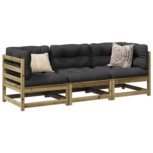 3-delige Loungeset met kussens geïmpregneerd grenenhout Tuinsets | Creëer jouw Trendy Thuis | Gratis bezorgd & Retour | Trendy.nl