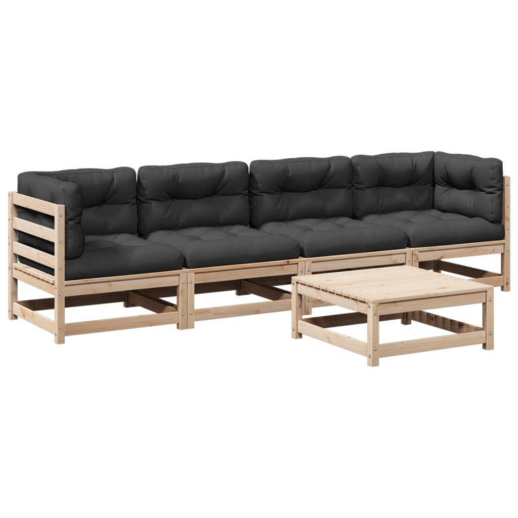 5-delige Loungeset met kussens massief grenenhout Tuinsets | Creëer jouw Trendy Thuis | Gratis bezorgd & Retour | Trendy.nl