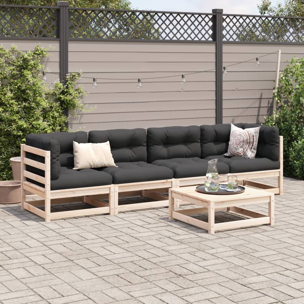 5-delige Loungeset met kussens massief grenenhout Tuinsets | Creëer jouw Trendy Thuis | Gratis bezorgd & Retour | Trendy.nl