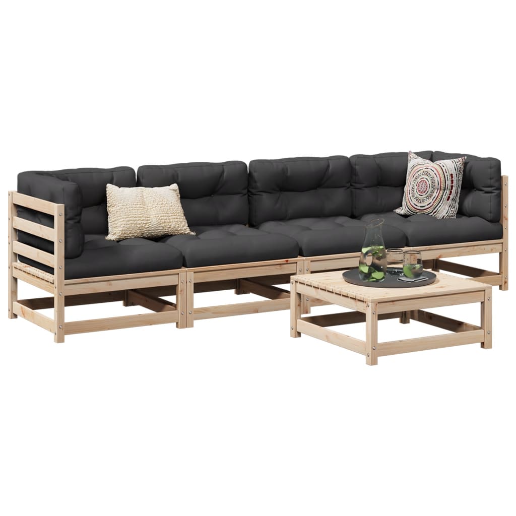 5-delige Loungeset met kussens massief grenenhout Tuinsets | Creëer jouw Trendy Thuis | Gratis bezorgd & Retour | Trendy.nl