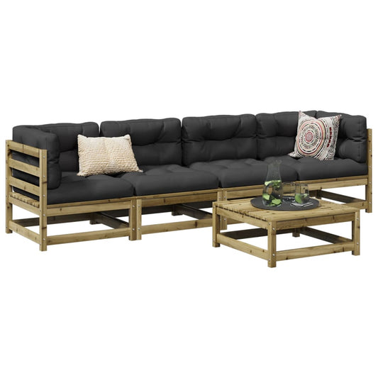 5-delige Loungeset met kussens geïmpregneerd grenenhout Tuinsets | Creëer jouw Trendy Thuis | Gratis bezorgd & Retour | Trendy.nl