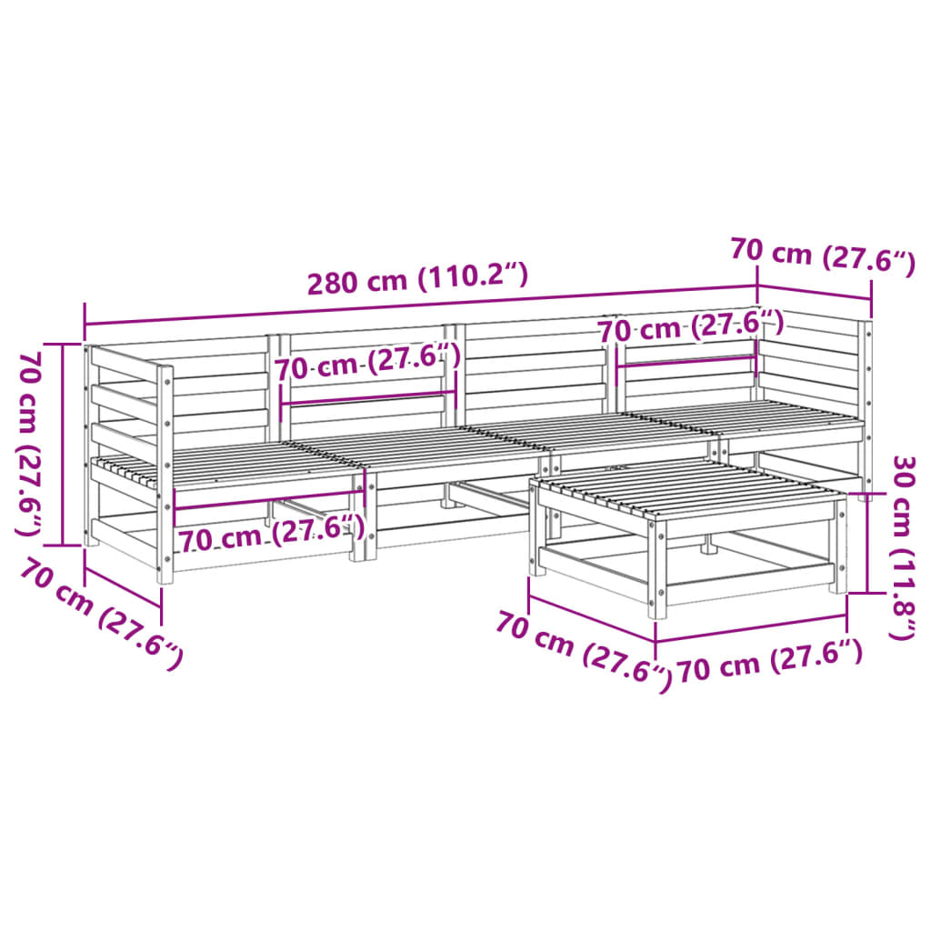 5-delige Loungeset massief grenenhout Tuinsets | Creëer jouw Trendy Thuis | Gratis bezorgd & Retour | Trendy.nl