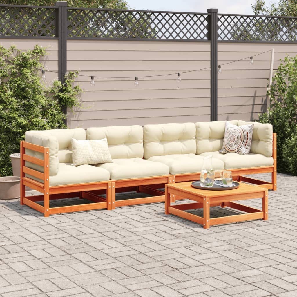 5-delige Loungeset massief grenenhout wasbruin Tuinsets | Creëer jouw Trendy Thuis | Gratis bezorgd & Retour | Trendy.nl