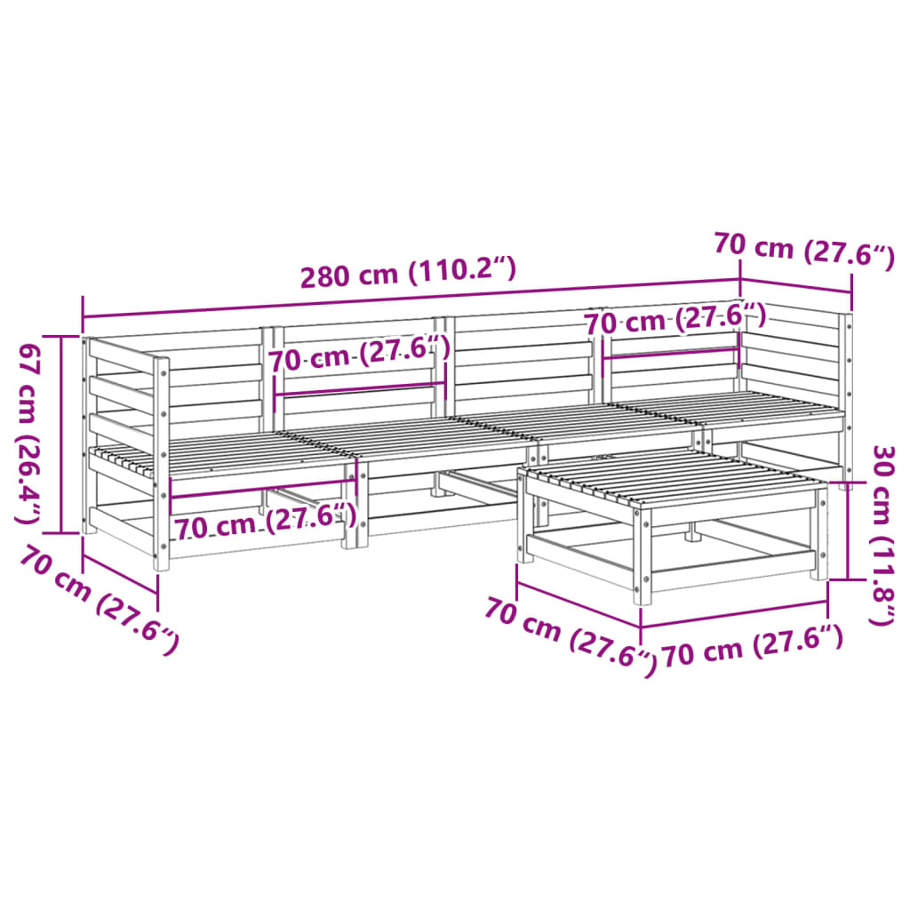 5-delige Loungeset massief douglas vurenhout Tuinsets | Creëer jouw Trendy Thuis | Gratis bezorgd & Retour | Trendy.nl