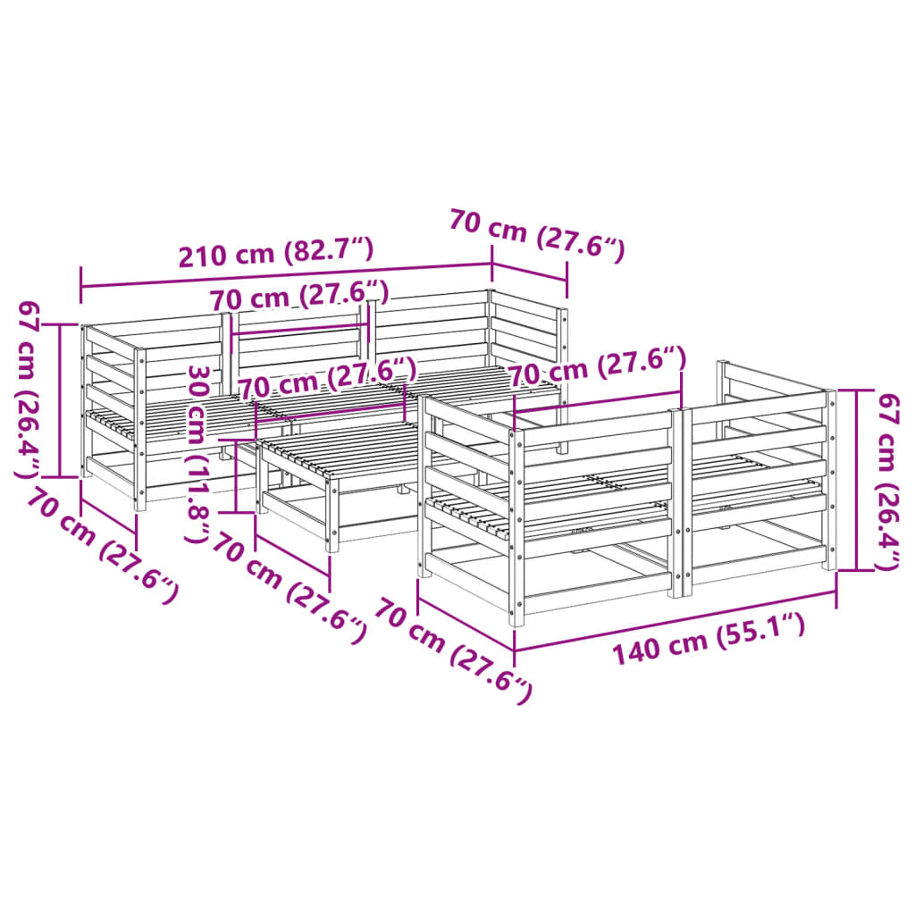 6-delige Loungeset massief grenenhout Tuinsets | Creëer jouw Trendy Thuis | Gratis bezorgd & Retour | Trendy.nl