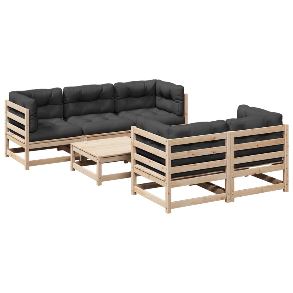 6-delige Loungeset met kussens massief grenenhout Tuinsets | Creëer jouw Trendy Thuis | Gratis bezorgd & Retour | Trendy.nl