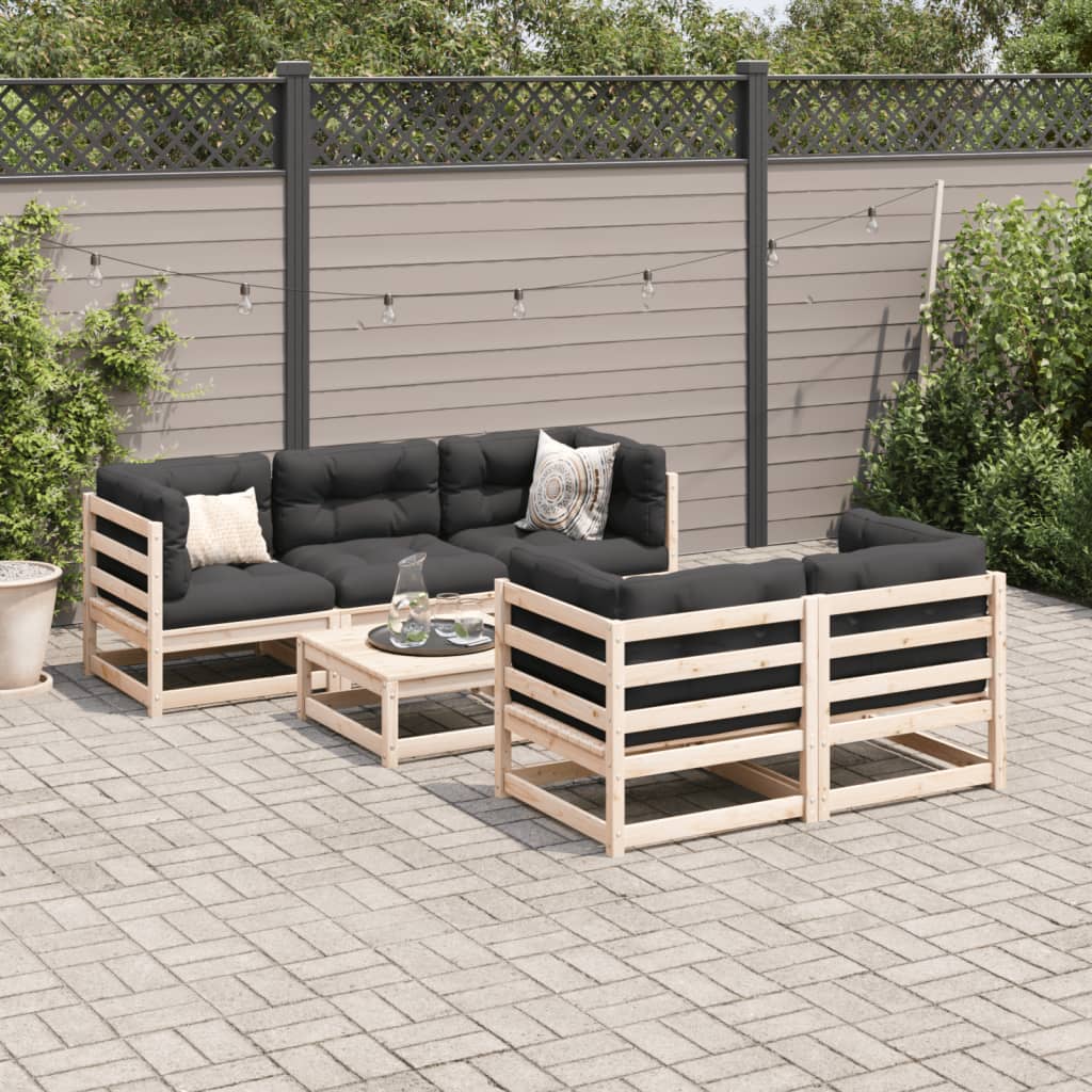 6-delige Loungeset met kussens massief grenenhout Tuinsets | Creëer jouw Trendy Thuis | Gratis bezorgd & Retour | Trendy.nl