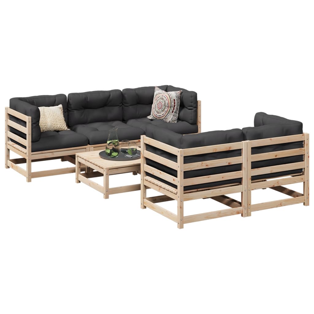 6-delige Loungeset met kussens massief grenenhout Tuinsets | Creëer jouw Trendy Thuis | Gratis bezorgd & Retour | Trendy.nl