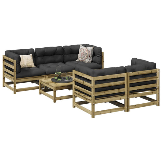 6-delige Loungeset met kussens geïmpregneerd grenenhout Tuinsets | Creëer jouw Trendy Thuis | Gratis bezorgd & Retour | Trendy.nl