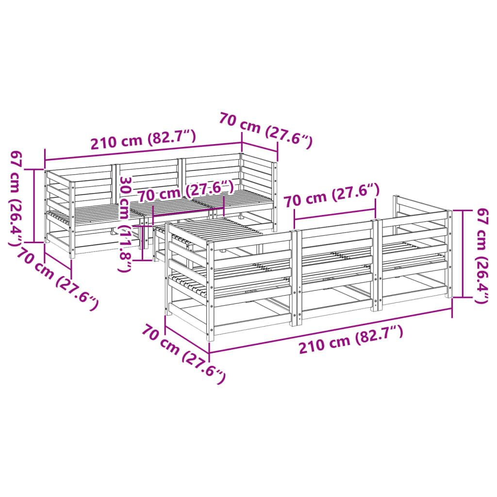 7-delige Loungeset massief douglas vurenhout Tuinsets | Creëer jouw Trendy Thuis | Gratis bezorgd & Retour | Trendy.nl