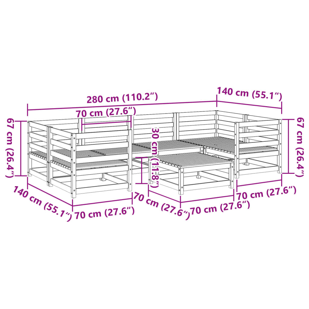 7-delige Loungeset geïmpregneerd grenenhout Tuinsets | Creëer jouw Trendy Thuis | Gratis bezorgd & Retour | Trendy.nl