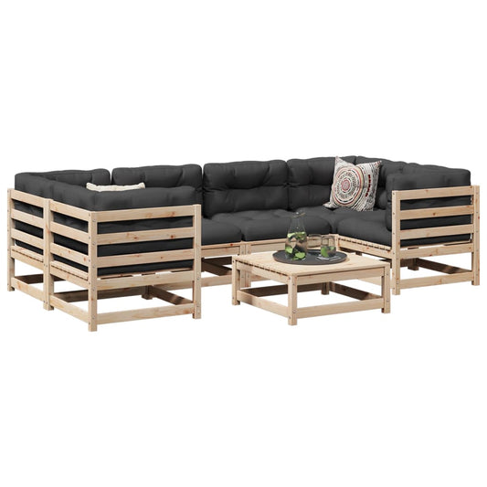 7-delige Loungeset met kussens massief grenenhout Tuinsets | Creëer jouw Trendy Thuis | Gratis bezorgd & Retour | Trendy.nl