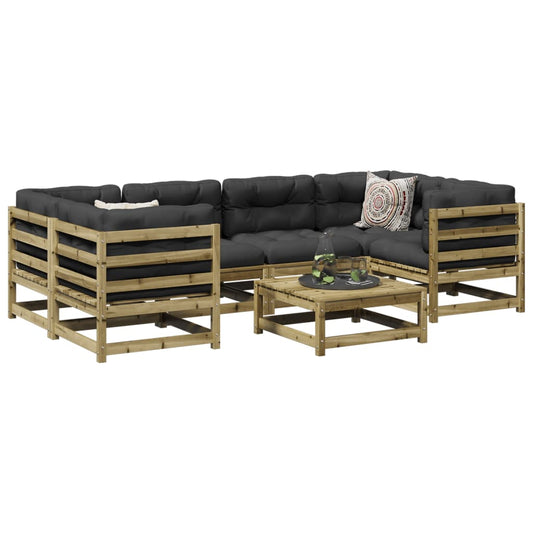 7-delige Loungeset met kussens geïmpregneerd grenenhout Tuinsets | Creëer jouw Trendy Thuis | Gratis bezorgd & Retour | Trendy.nl