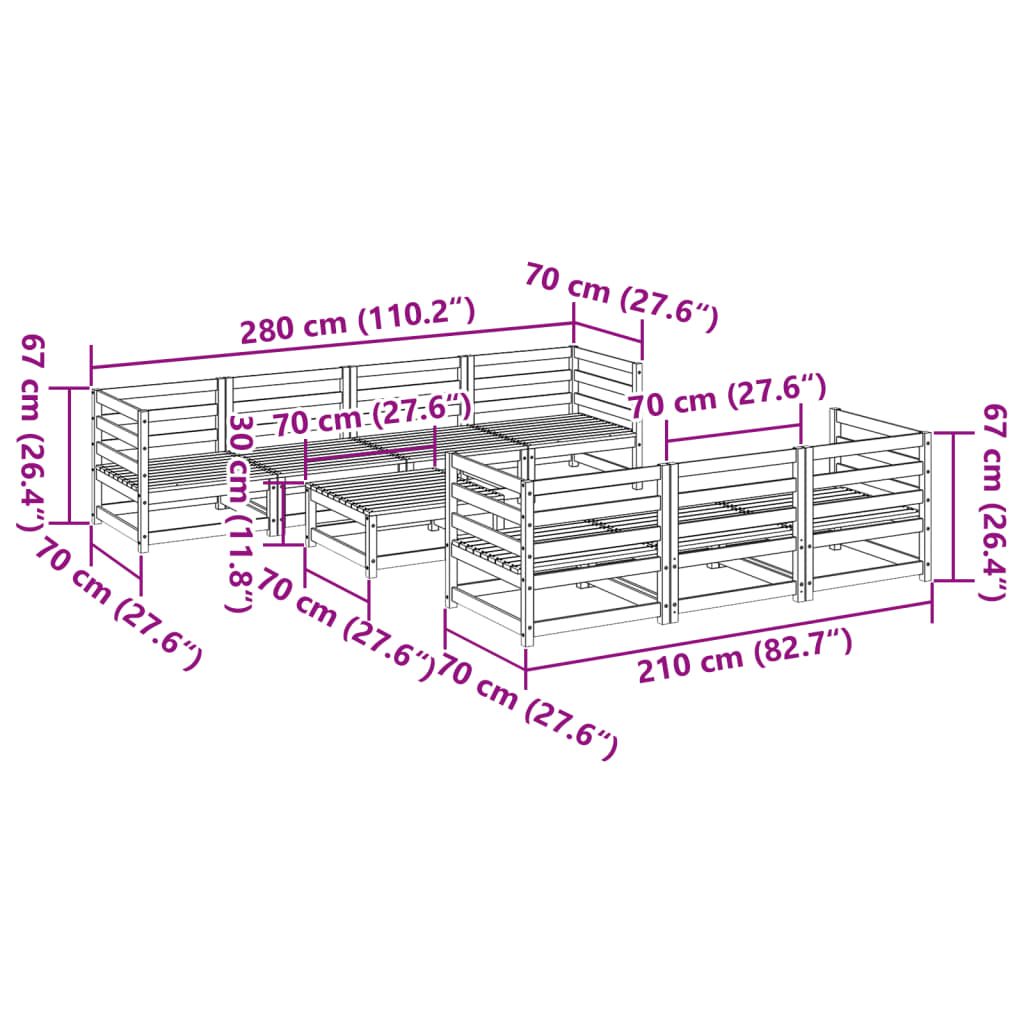 8-delige Loungeset massief grenenhout Tuinsets | Creëer jouw Trendy Thuis | Gratis bezorgd & Retour | Trendy.nl