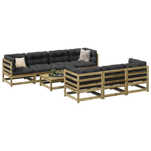 8-delige Loungeset met kussens geïmpregneerd grenenhout Tuinsets | Creëer jouw Trendy Thuis | Gratis bezorgd & Retour | Trendy.nl