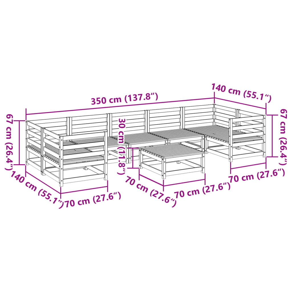 8-delige Loungeset massief grenenhout Tuinsets | Creëer jouw Trendy Thuis | Gratis bezorgd & Retour | Trendy.nl