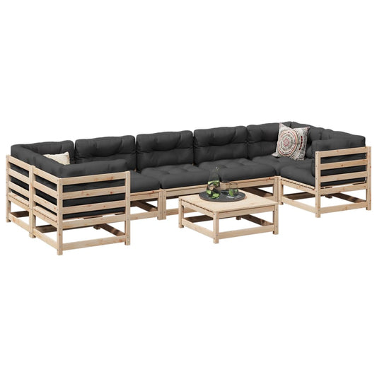 8-delige Loungeset met kussens massief grenenhout Tuinsets | Creëer jouw Trendy Thuis | Gratis bezorgd & Retour | Trendy.nl