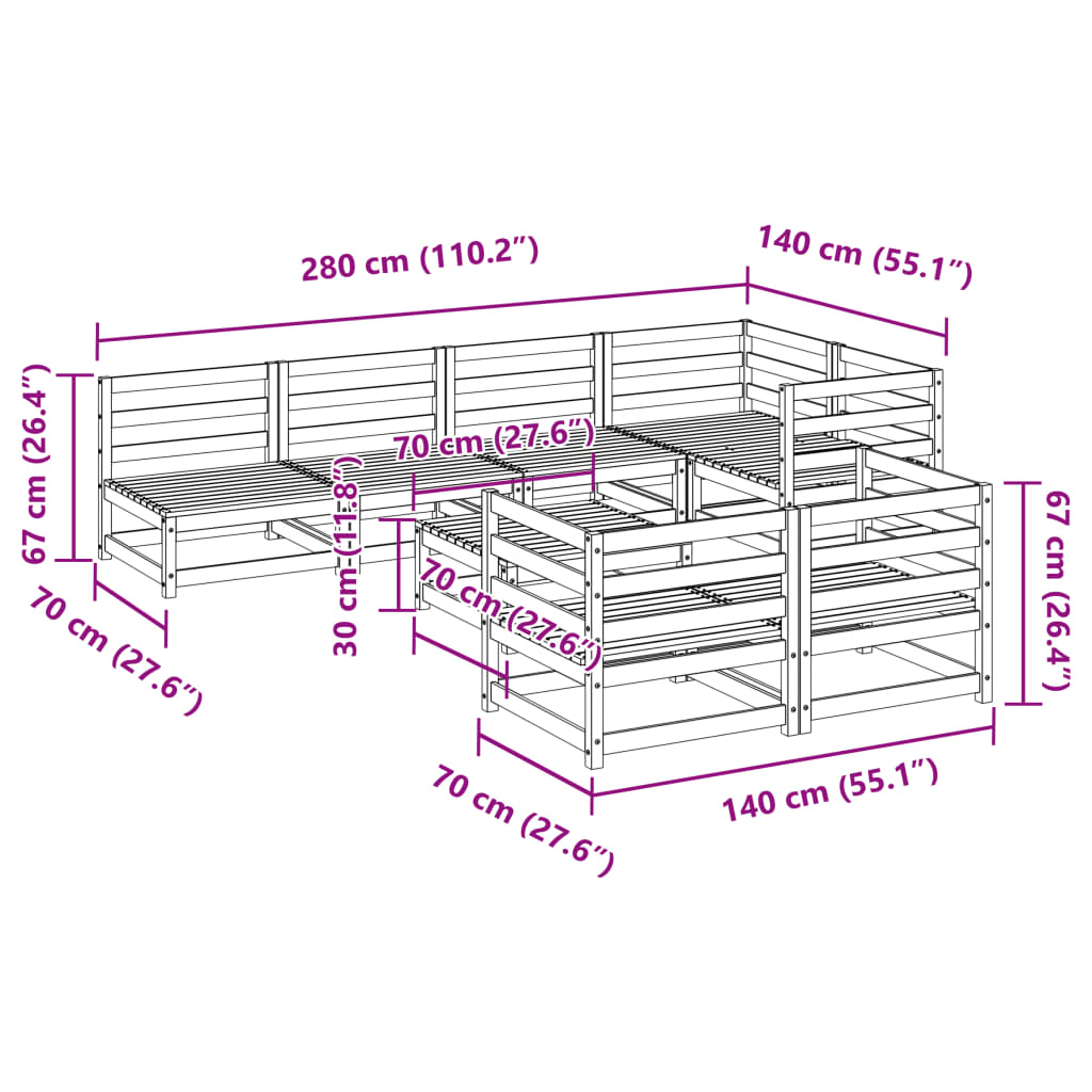 8-delige Loungeset massief grenenhout Tuinsets | Creëer jouw Trendy Thuis | Gratis bezorgd & Retour | Trendy.nl