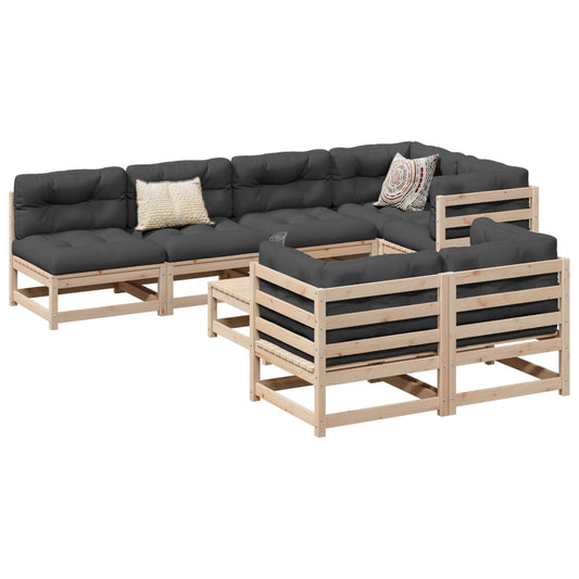 8-delige Loungeset met kussens massief grenenhout Tuinsets | Creëer jouw Trendy Thuis | Gratis bezorgd & Retour | Trendy.nl