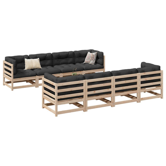 9-delige Loungeset met kussens massief grenenhout Tuinsets | Creëer jouw Trendy Thuis | Gratis bezorgd & Retour | Trendy.nl