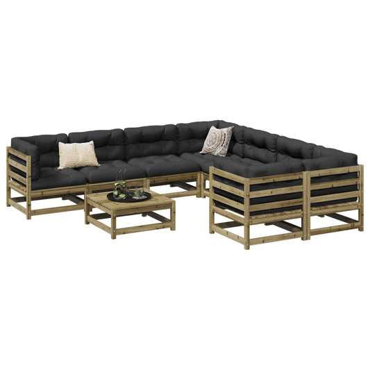 9-delige Loungeset met kussens geïmpregneerd grenenhout Tuinsets | Creëer jouw Trendy Thuis | Gratis bezorgd & Retour | Trendy.nl