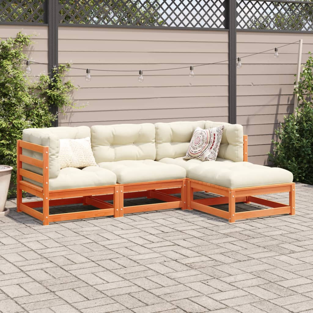 4-delige Loungeset massief grenenhout wasbruin Tuinsets | Creëer jouw Trendy Thuis | Gratis bezorgd & Retour | Trendy.nl