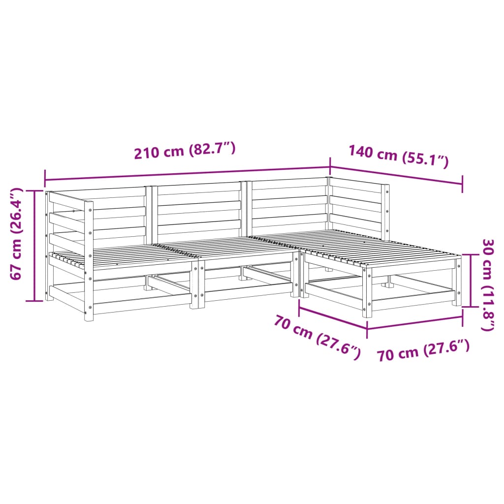 4-delige Loungeset massief grenenhout wasbruin Tuinsets | Creëer jouw Trendy Thuis | Gratis bezorgd & Retour | Trendy.nl