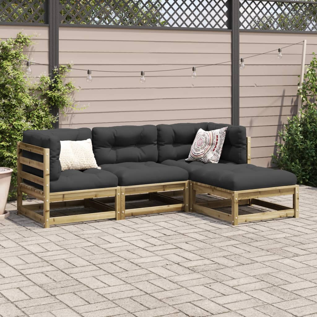 4-delige Loungeset geïmpregneerd grenenhout Tuinsets | Creëer jouw Trendy Thuis | Gratis bezorgd & Retour | Trendy.nl