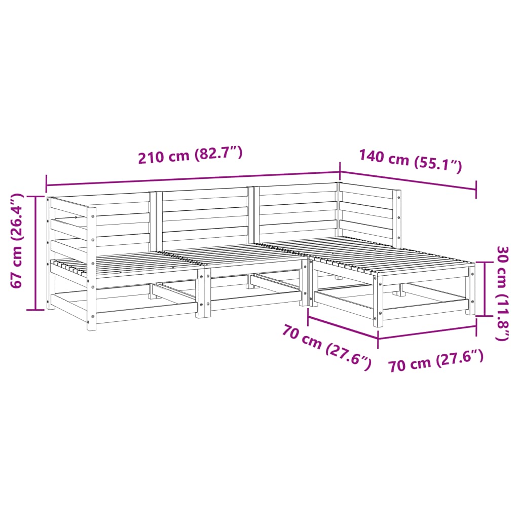 4-delige Loungeset geïmpregneerd grenenhout Tuinsets | Creëer jouw Trendy Thuis | Gratis bezorgd & Retour | Trendy.nl