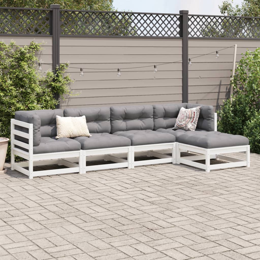 5-delige Loungeset massief grenenhout wit Tuinsets | Creëer jouw Trendy Thuis | Gratis bezorgd & Retour | Trendy.nl