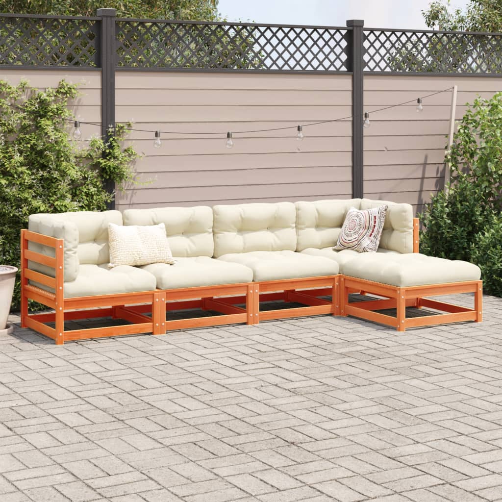 5-delige Loungeset massief grenenhout wasbruin Tuinsets | Creëer jouw Trendy Thuis | Gratis bezorgd & Retour | Trendy.nl