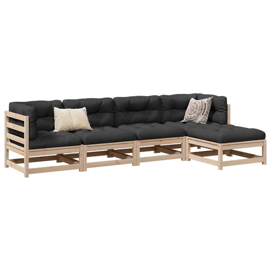 5-delige Loungeset met kussens massief grenenhout Tuinsets | Creëer jouw Trendy Thuis | Gratis bezorgd & Retour | Trendy.nl