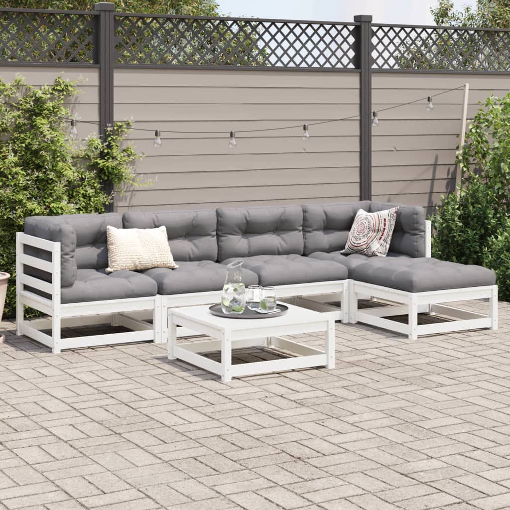 6-delige Loungeset massief grenenhout wit Tuinsets | Creëer jouw Trendy Thuis | Gratis bezorgd & Retour | Trendy.nl