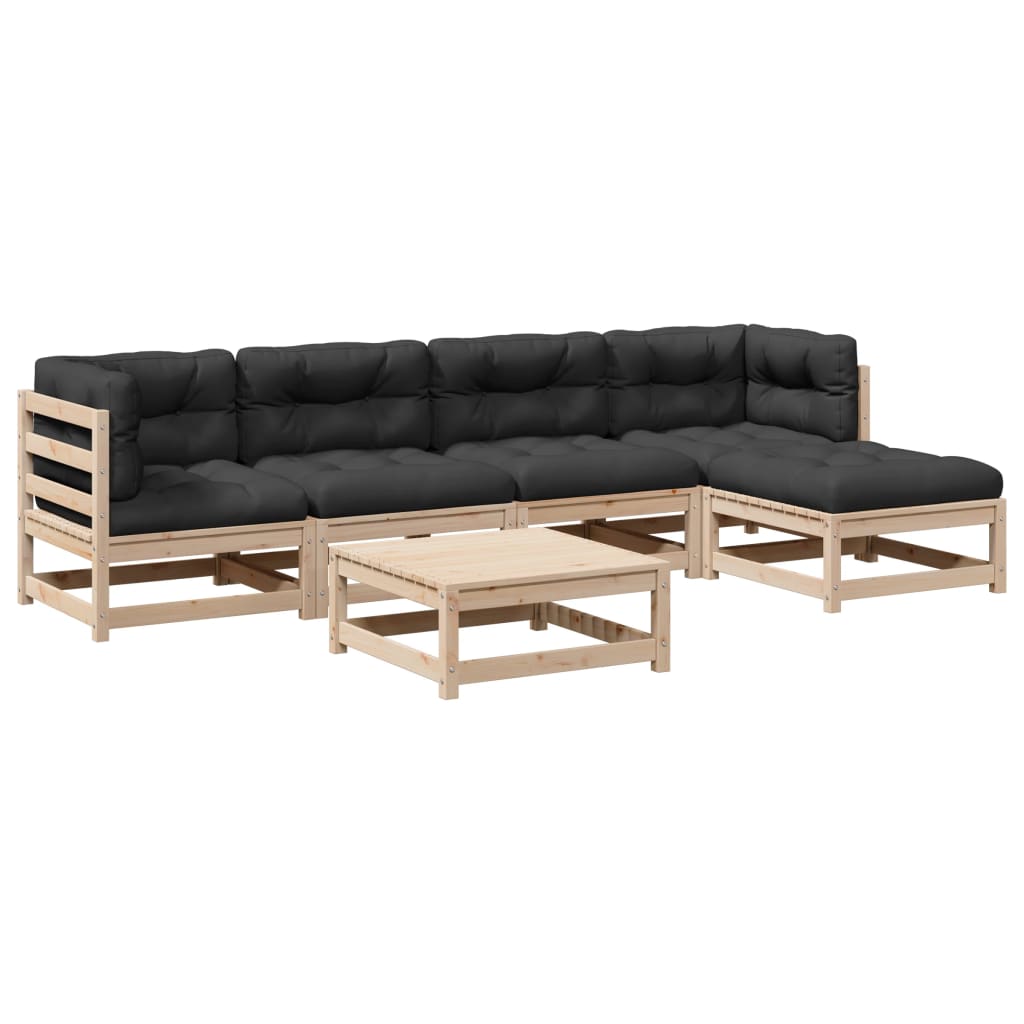 6-delige Loungeset met kussens massief grenenhout Tuinsets | Creëer jouw Trendy Thuis | Gratis bezorgd & Retour | Trendy.nl