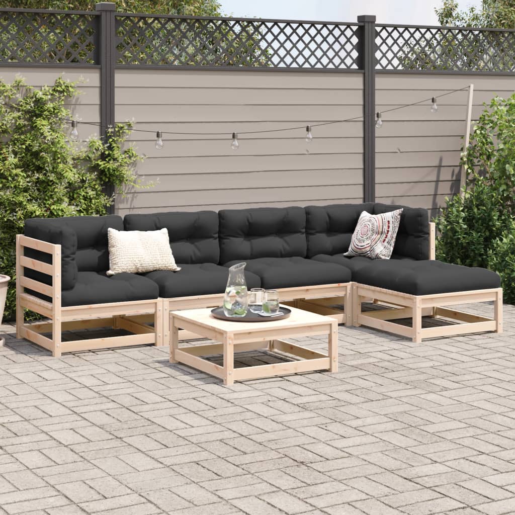 6-delige Loungeset met kussens massief grenenhout Tuinsets | Creëer jouw Trendy Thuis | Gratis bezorgd & Retour | Trendy.nl