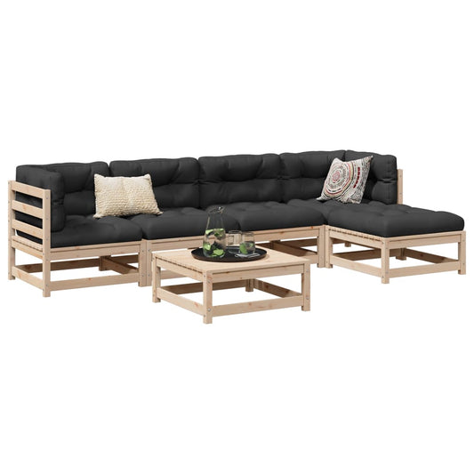 6-delige Loungeset met kussens massief grenenhout Tuinsets | Creëer jouw Trendy Thuis | Gratis bezorgd & Retour | Trendy.nl