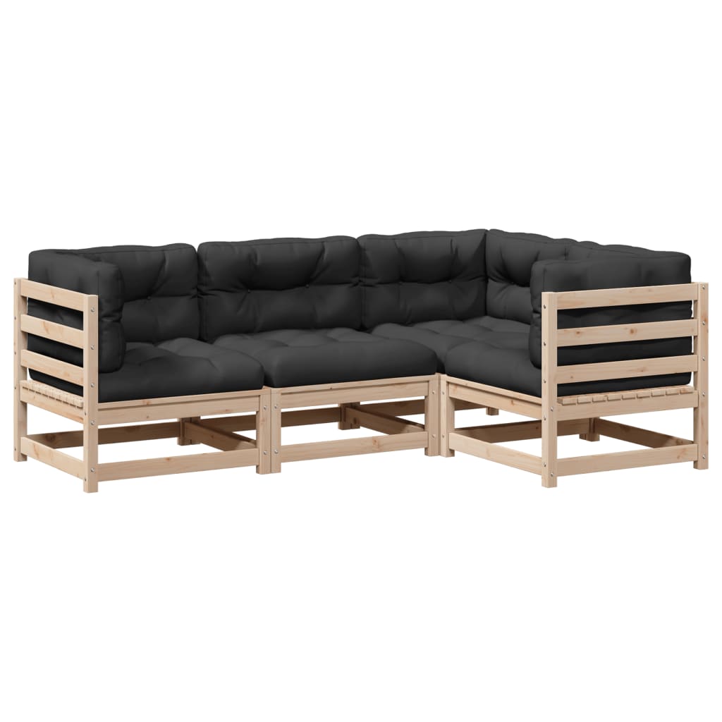 4-delige Loungeset met kussens massief grenenhout Tuinsets | Creëer jouw Trendy Thuis | Gratis bezorgd & Retour | Trendy.nl