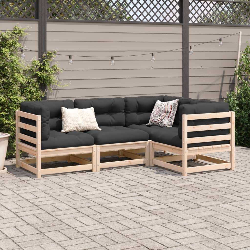 4-delige Loungeset met kussens massief grenenhout Tuinsets | Creëer jouw Trendy Thuis | Gratis bezorgd & Retour | Trendy.nl