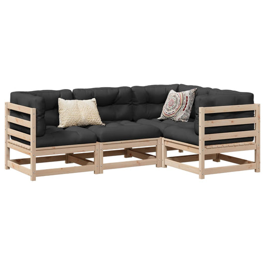 4-delige Loungeset met kussens massief grenenhout Tuinsets | Creëer jouw Trendy Thuis | Gratis bezorgd & Retour | Trendy.nl