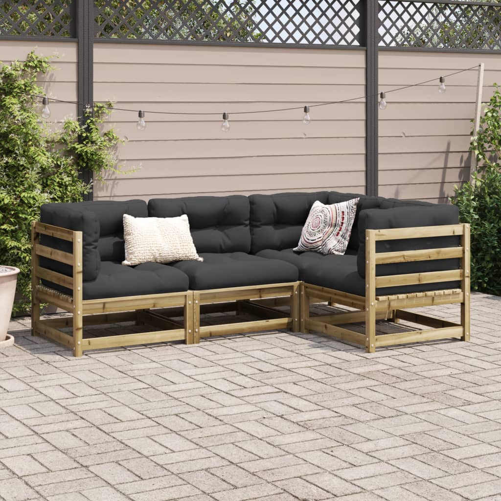 4-delige Loungeset met kussens geïmpregneerd grenenhout Tuinsets | Creëer jouw Trendy Thuis | Gratis bezorgd & Retour | Trendy.nl