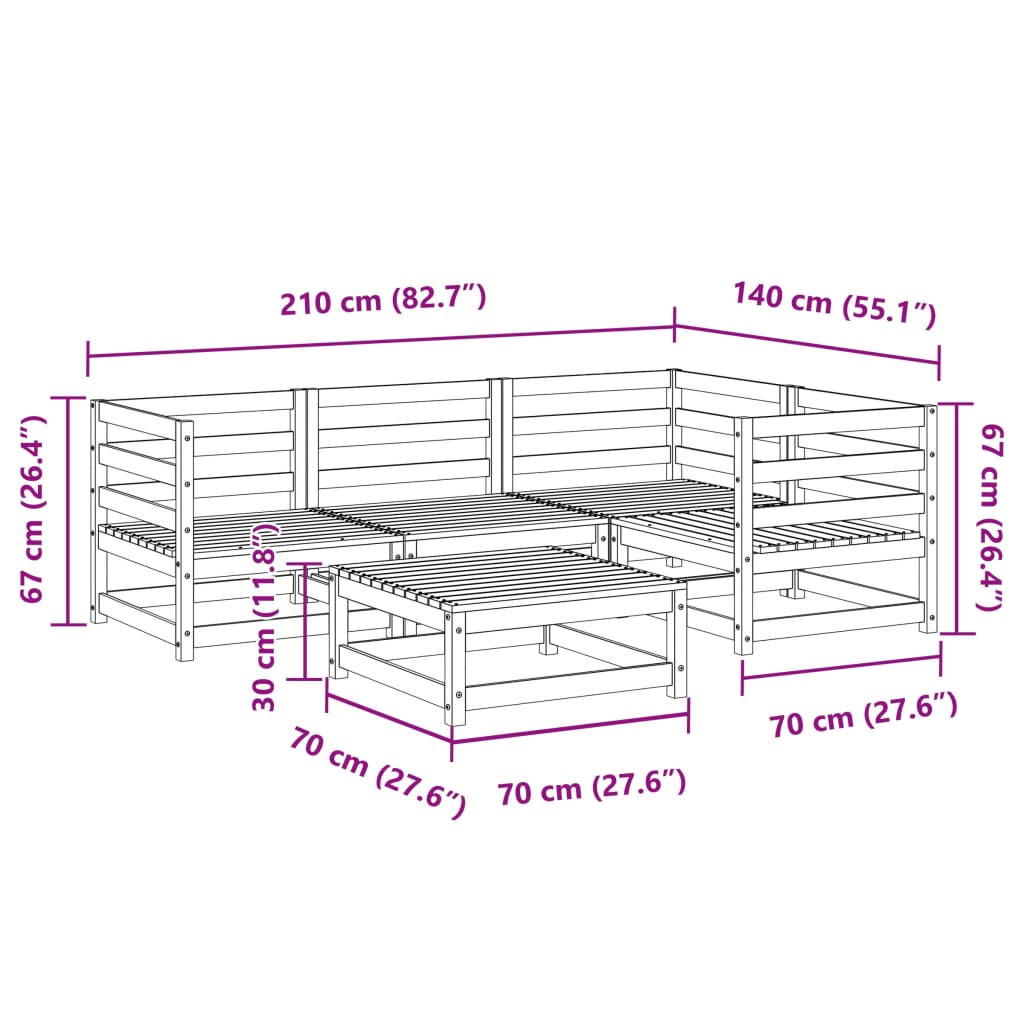 5-delige Loungeset massief douglas vurenhout Tuinsets | Creëer jouw Trendy Thuis | Gratis bezorgd & Retour | Trendy.nl