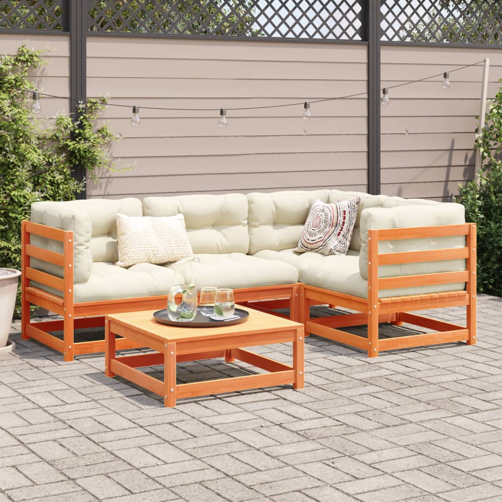 5-delige Loungeset met kussens massief grenenhout wasbruin Tuinsets | Creëer jouw Trendy Thuis | Gratis bezorgd & Retour | Trendy.nl