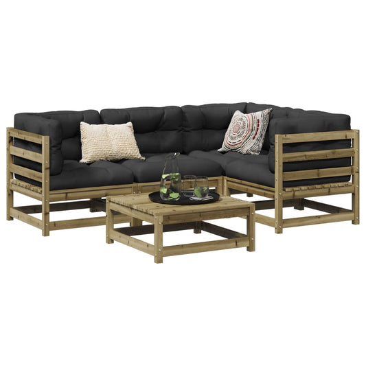 5-delige Loungeset met kussens geïmpregneerd grenenhout Tuinsets | Creëer jouw Trendy Thuis | Gratis bezorgd & Retour | Trendy.nl